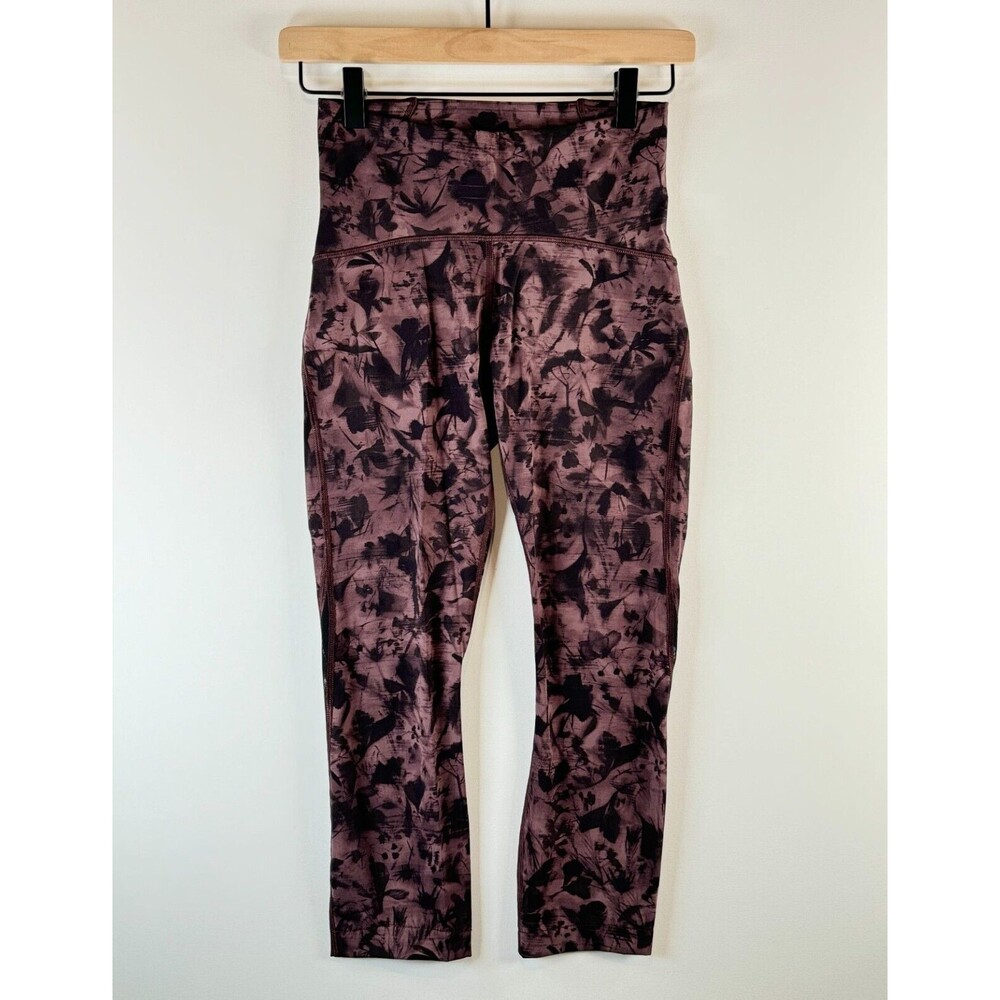 Lululemon Womens Leggings Purple Movement Tight Floral Pull On Stretch Size 4 - Picture 2 of 7
